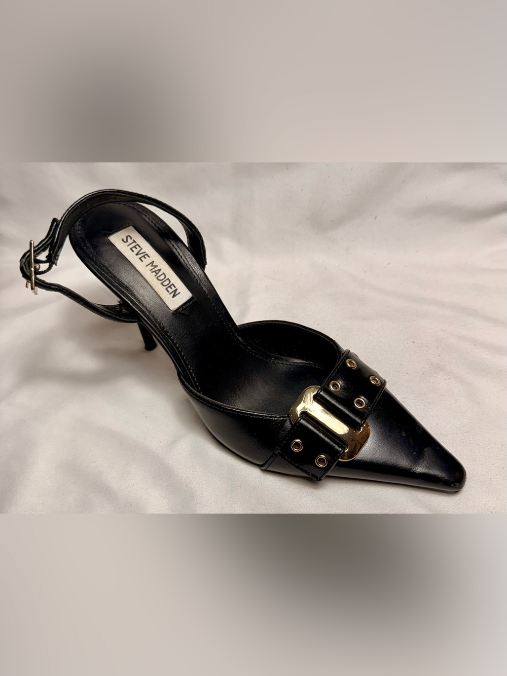 STEVE MADDEN Dillon Leather Slingback Heels - Picture 2 of 6